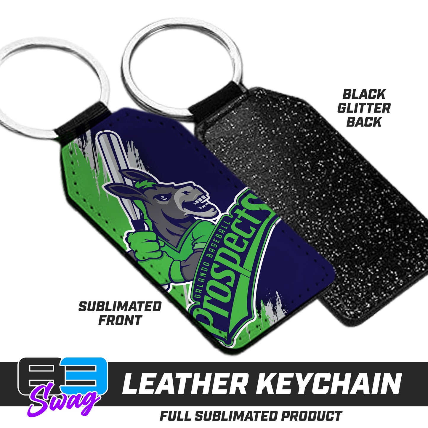 3.15" x 1.65" Leather Keychain - Orlando Baseball Prospects - Swamp Donkeys