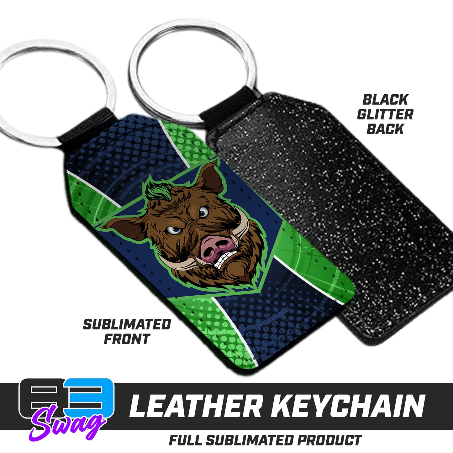CUSTOM - 3.15" x 1.65" Leather Keychain - Orlando Prospects Baseball - OBP - War Hogs