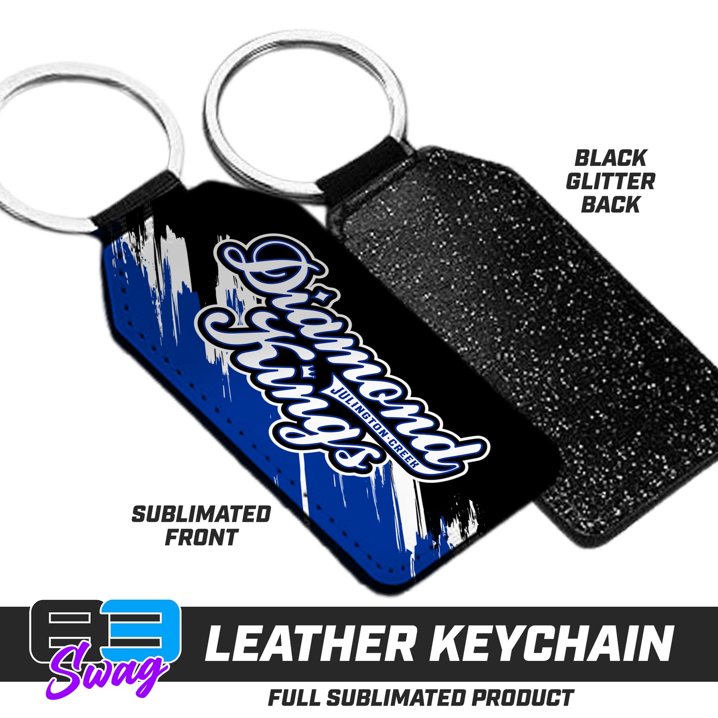 3.15" x 1.65" Leather Keychain - JCB Diamond Kings Baseball