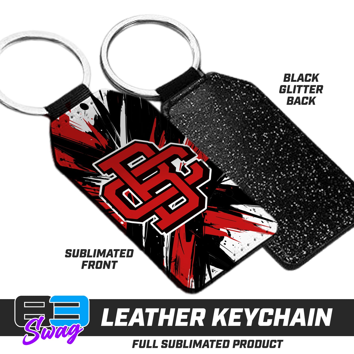 3.15" x 1.65" Leather Keychain - CBC Baseball