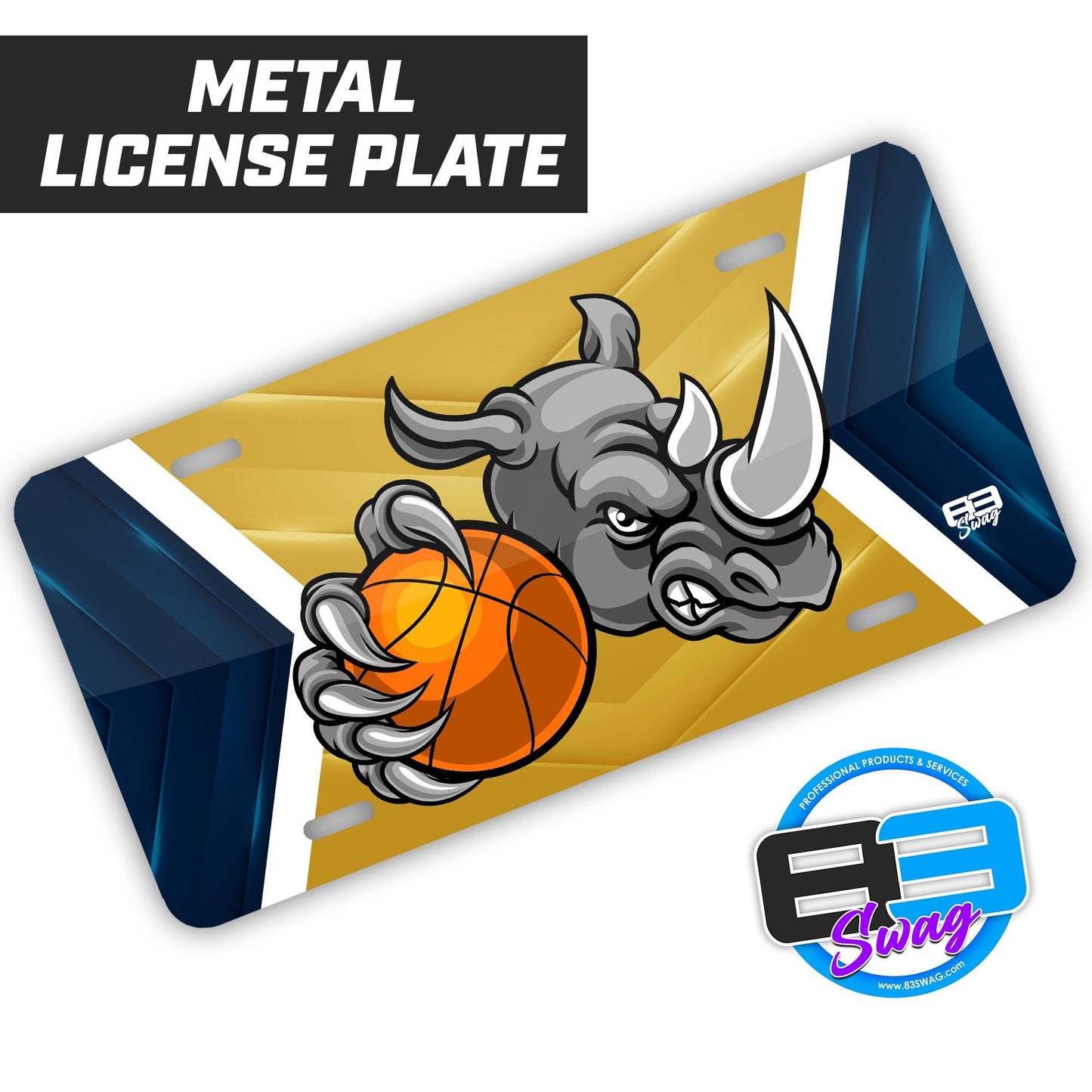 Rhino Basketball - Metal Aluminum License Plate