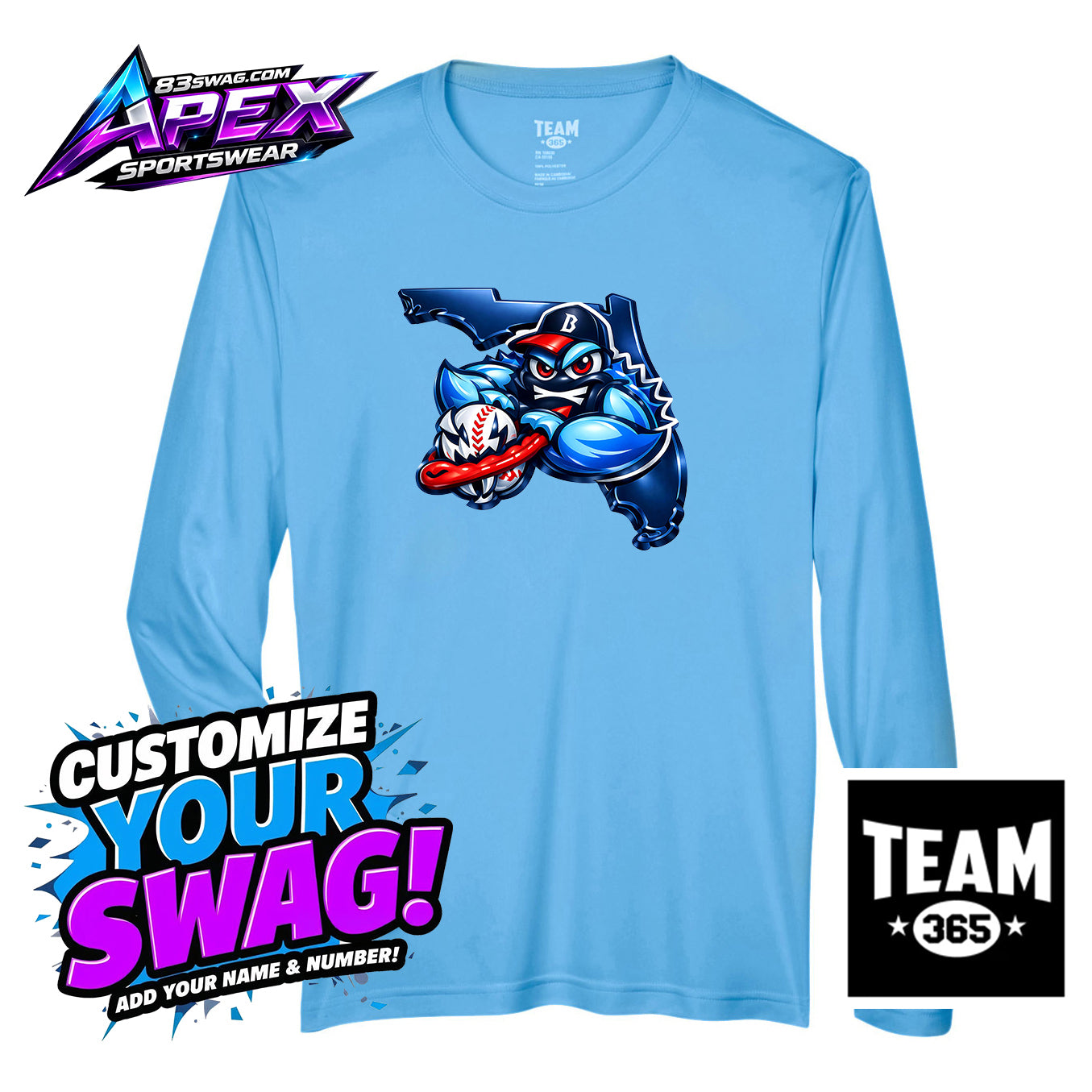 APEX Team 365 Youth & Men's Zone Performance Long-Sleeve T-Shirt - FCA Blueclaws Baseball