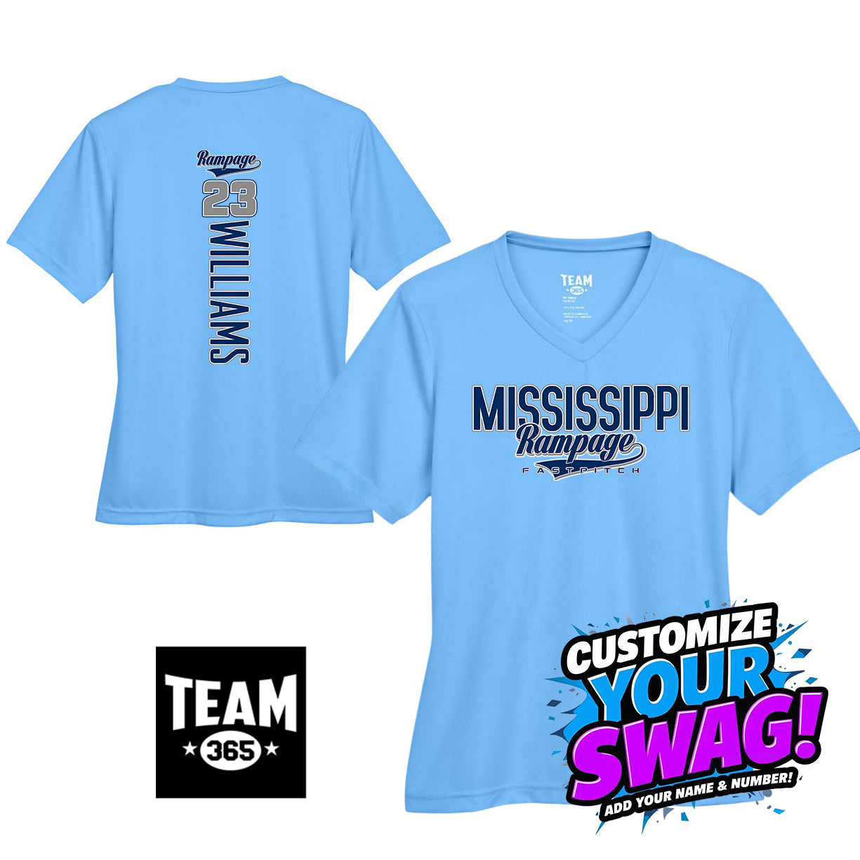 GAME TIME - Team 365 TT11W Women's Zone Performance T-Shirt - Mississippi Rampage