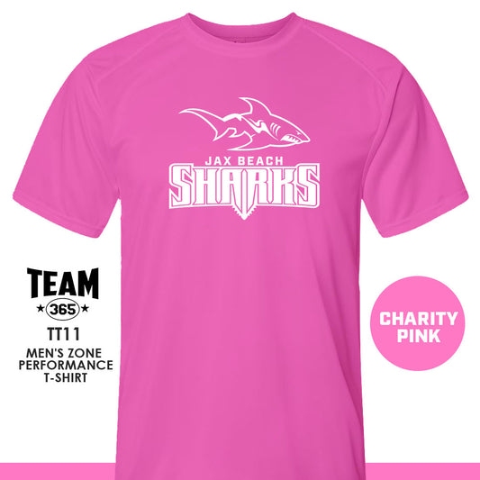 Jax Beach Sharks Football - CHARITY PINK - Crew - Performance T-Shirt