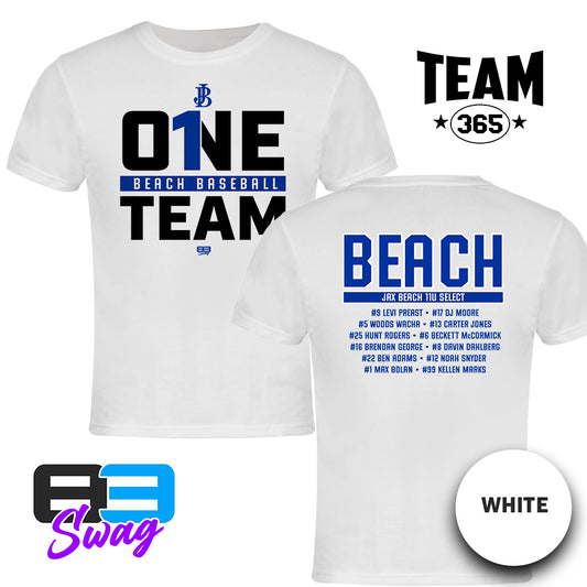 Jax Beach Baseball - ONE TEAM JB VERSION  - Crew - Performance T-Shirt - MULTIPLE COLORS AVAILABLE