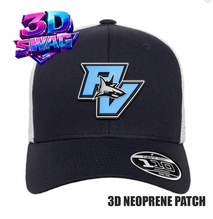 PV SHARKS - 3D PATCH TEAM HATS - Flexfit 110M Mesh Hat