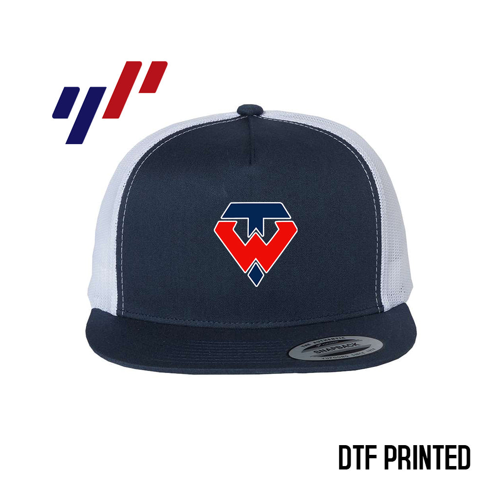 Yupoong 6006 Adult 5-Panel Classic Trucker Hat - DTF PRINTED - Tampa Warriors Baseball