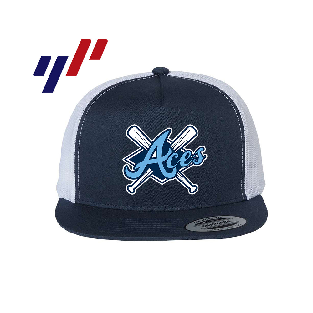 Yupoong 6006 Adult 5-Panel Classic Trucker Hat - DTF PRINTED - Aces Baseball