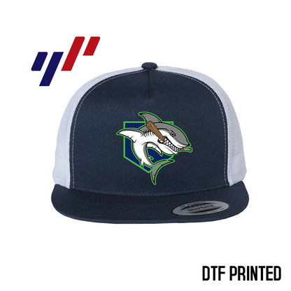 Yupoong 6006 Adult 5-Panel Classic Trucker Hat - DTF PRINTED - OBP Land Sharks