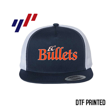 Yupoong 6006 Adult 5-Panel Classic Trucker Hat - DTF PRINTED - EC Bullets Softball