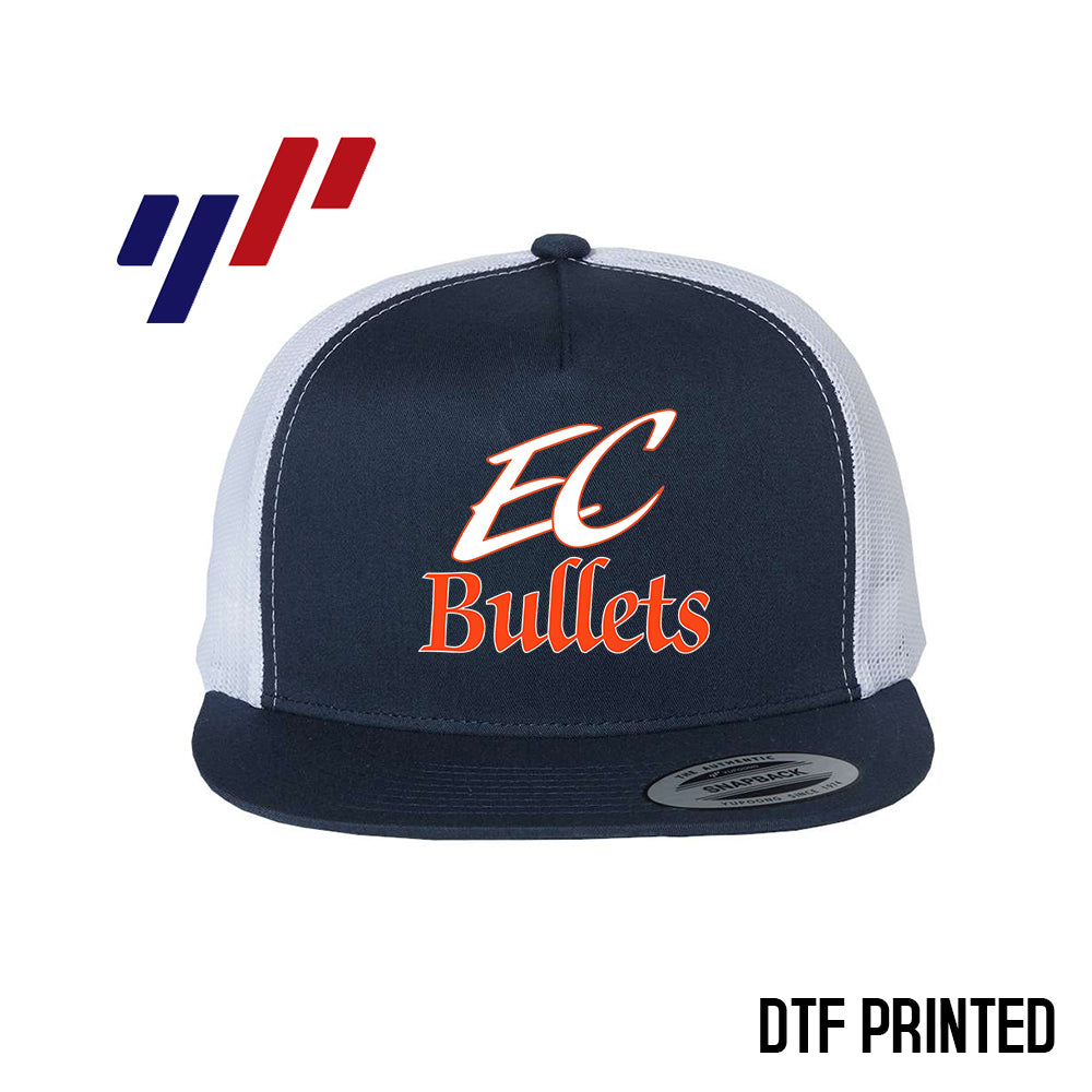 Yupoong 6006 Adult 5-Panel Classic Trucker Hat - DTF PRINTED - EC Bullets Softball