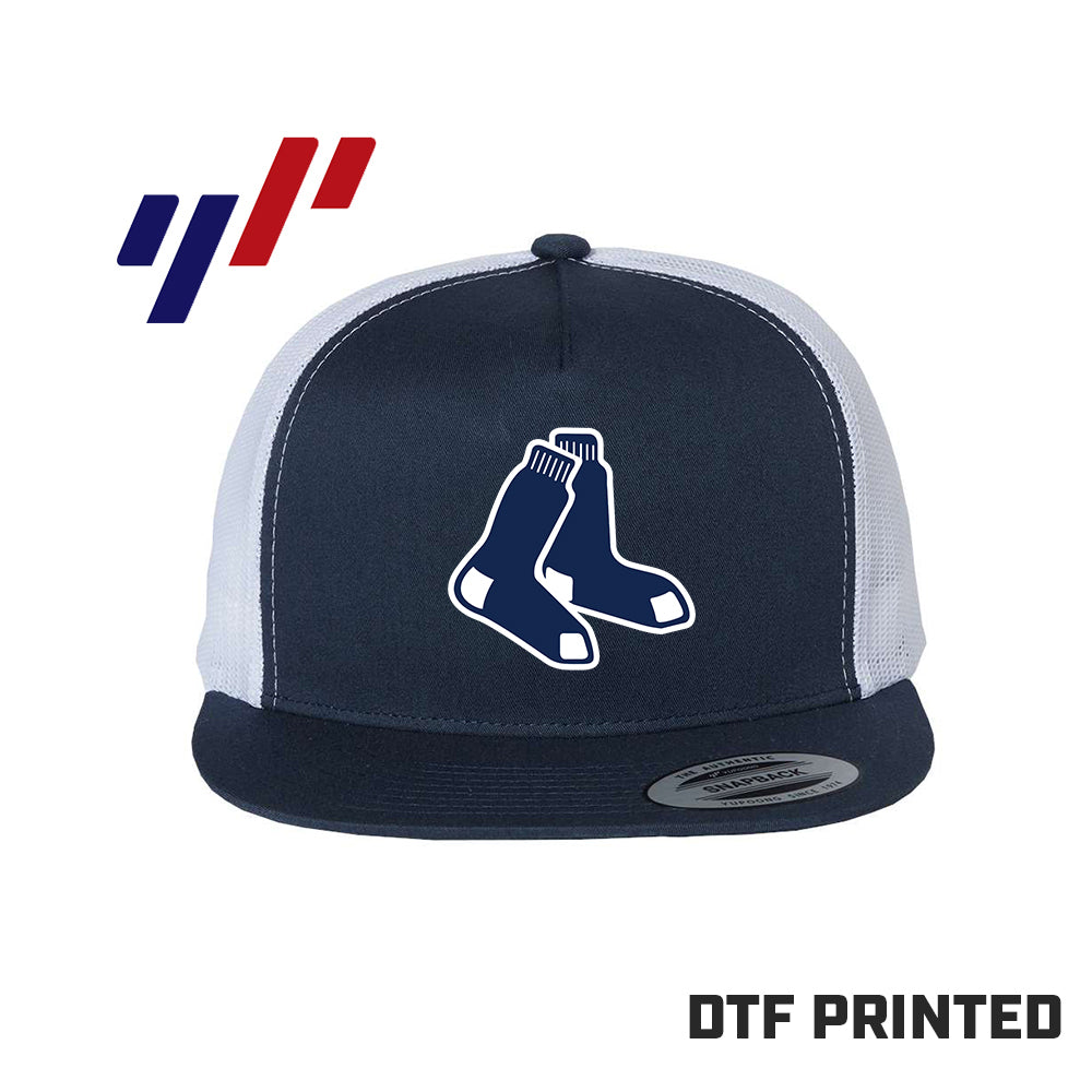 Yupoong 6006 Adult 5-Panel Classic Trucker Hat - DTF PRINTED - Blue Sox Baseball