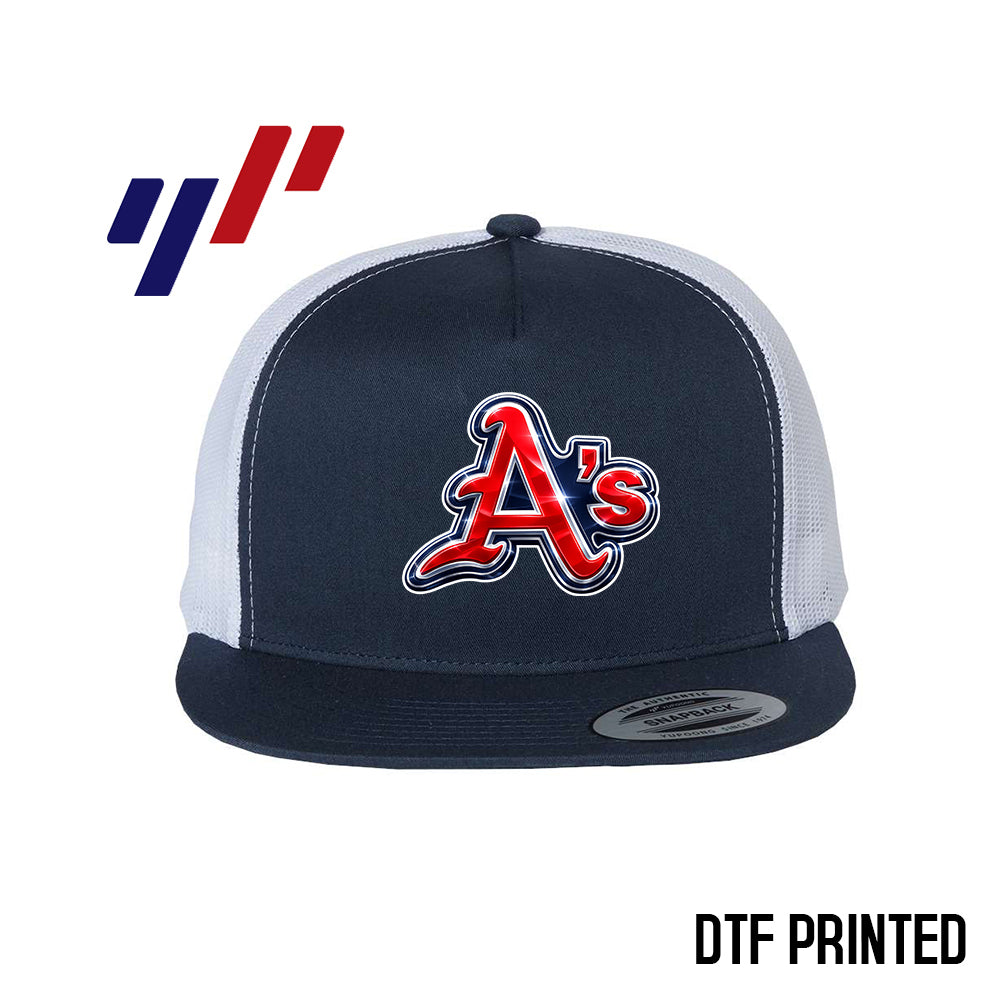 Yupoong 6006 Adult 5-Panel Classic Trucker Hat - DTF PRINTED - Little Rock A's Baseball