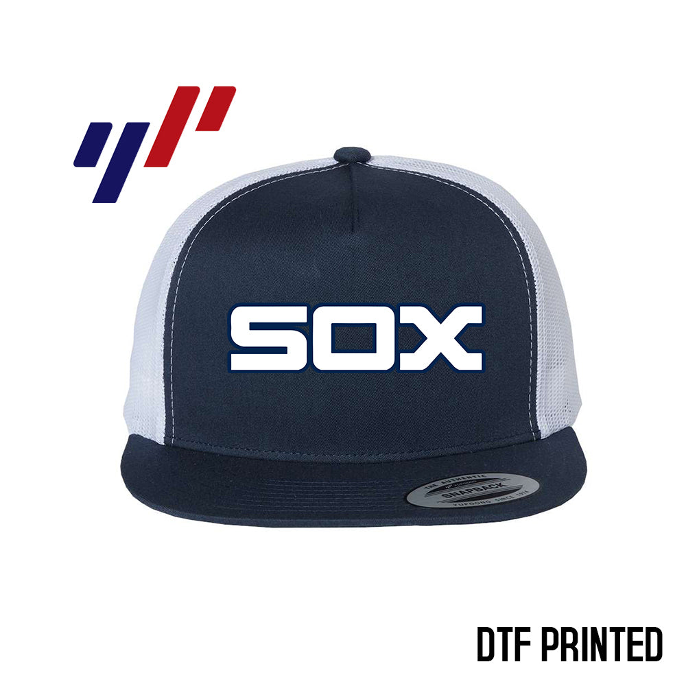 Yupoong 6006 Adult 5-Panel Classic Trucker Hat - DTF PRINTED - East Coast Sox Baseball