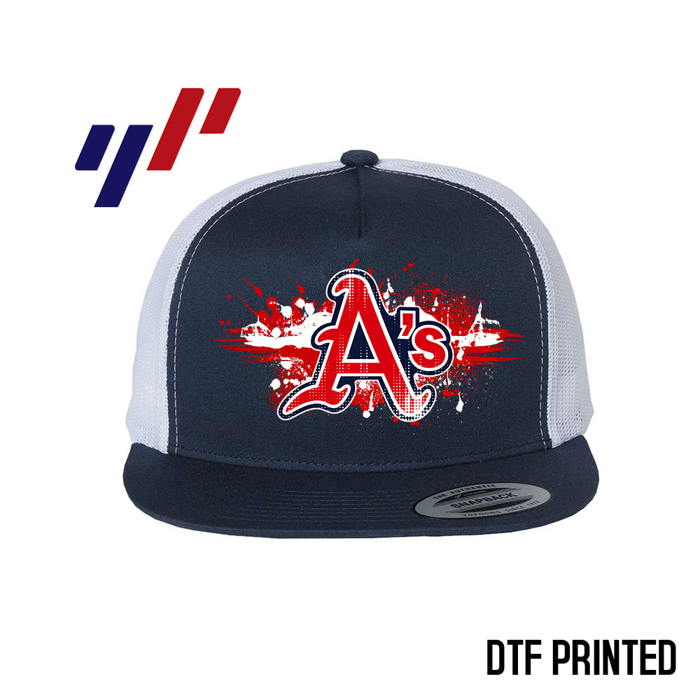 Yupoong 6006 Adult 5-Panel Classic Trucker Hat - DTF PRINTED - Little Rock A's Baseball