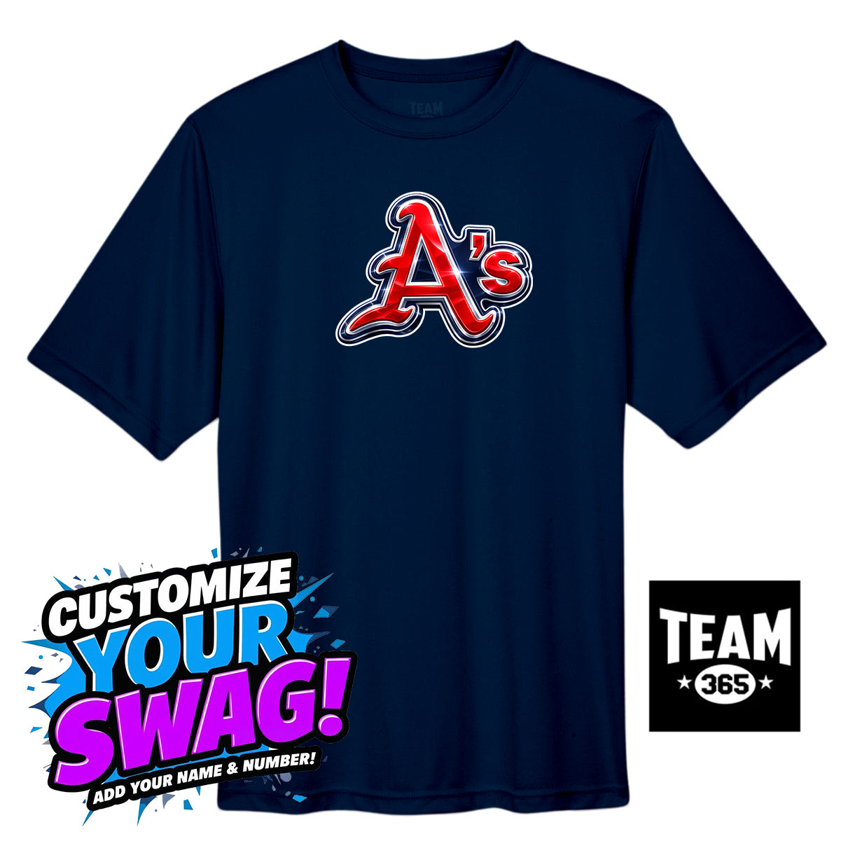 Team 365 Youth & Men's Zone Performance T-Shirt - Little Rock A's Baseball