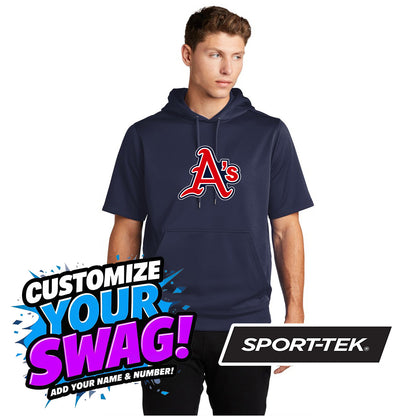 Sport-Tek Sport-Wick Fleece Short Sleeve Hooded Pullover ST251 - Little Rock A's Baseball