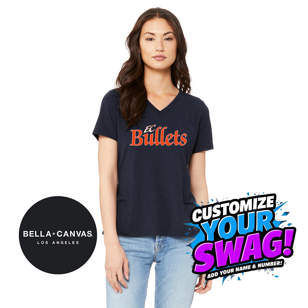 Bella + Canvas 6415 Ladies' Relaxed Triblend V-Neck T-Shirt - EC Bullets Softball
