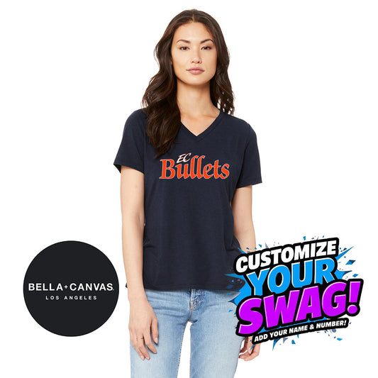 Bella + Canvas 6415 Ladies' Relaxed Triblend V-Neck T-Shirt - EC Bullets Softball