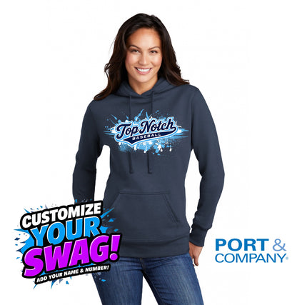 Port & Company Women's Core Fleece Pullover Hooded Sweatshirt LPC78H - Top Notch Baseball