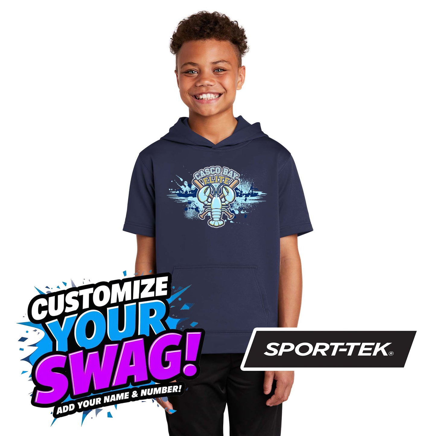Sport-Tek Youth Sport-Wick Fleece Short Sleeve Hooded Pullover YST251 - Casco Bay Elite Baseball