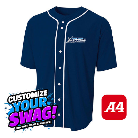 A4 Apparel N4184 Game Day Classic Baseball Jersey - PVAA Sharks