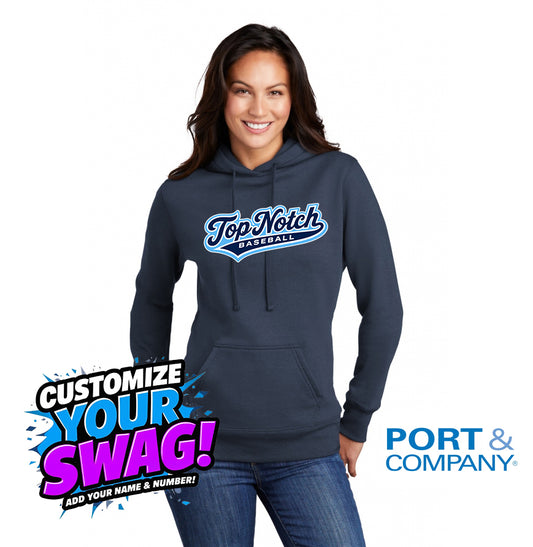 Port & Company Women's Core Fleece Pullover Hooded Sweatshirt LPC78H - Top Notch Baseball