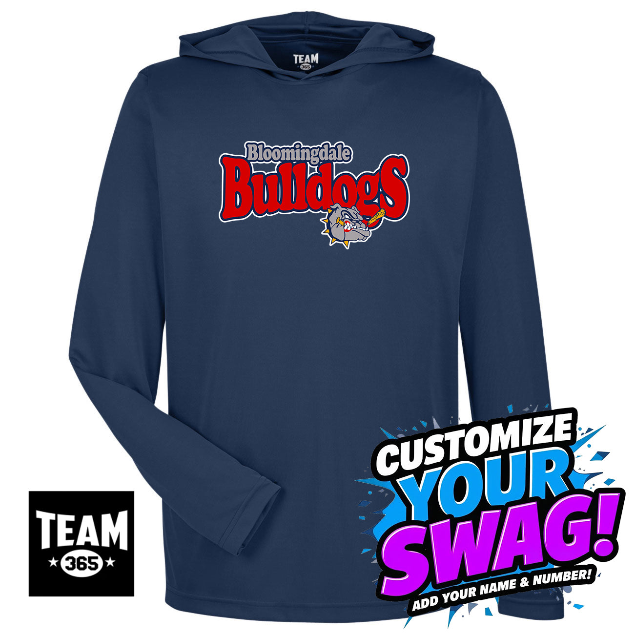 Team 365 Youth & Men's Zone Performance Hoodie - Bloomingdale Bulldogs Baseball