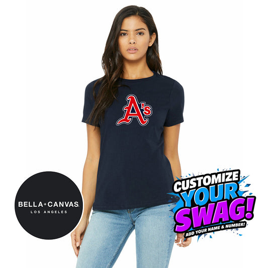 Bella + Canvas B6400 Women's Relaxed Jersey Short-Sleeve T-Shirt - Little Rock A's Baseball