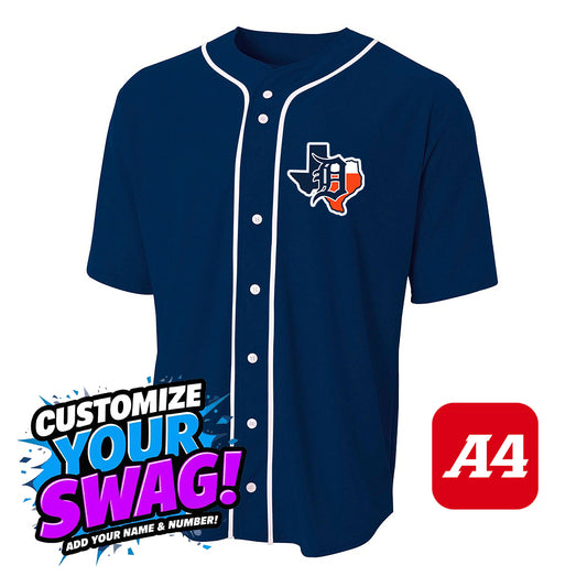 A4 Apparel N4184 Game Day Classic Baseball Jersey - Dallas Tigers Baseball