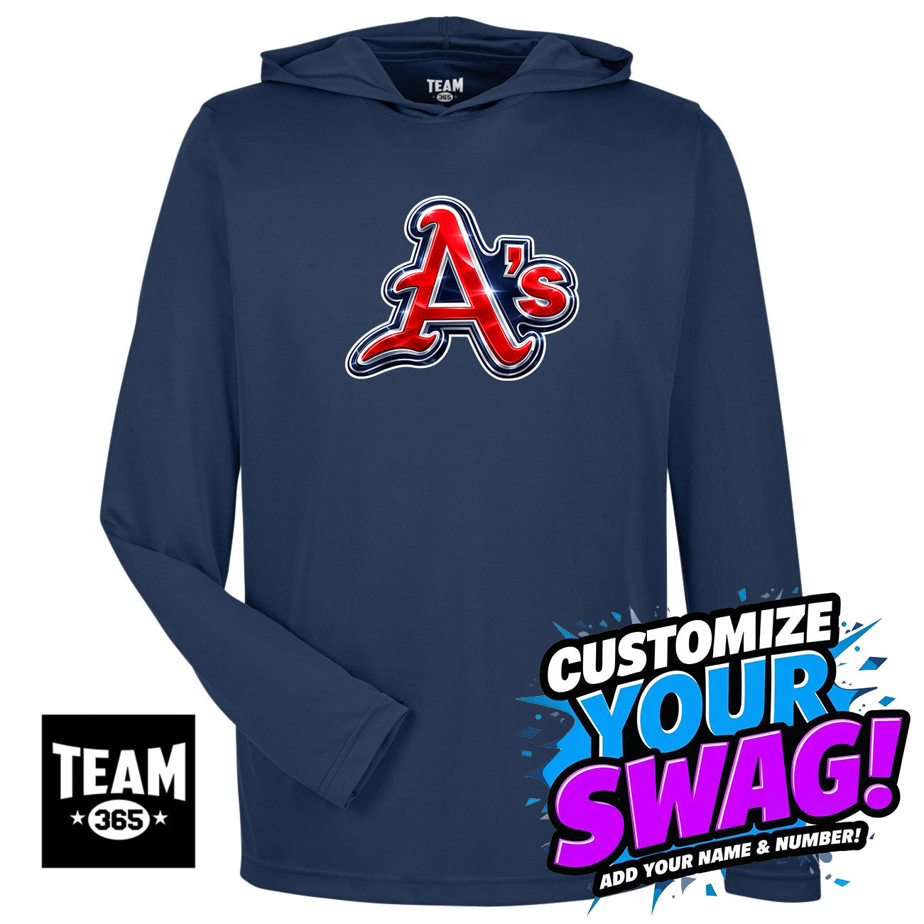 Team 365 Youth & Men's Zone Performance Hoodie - Little Rock A's Baseball