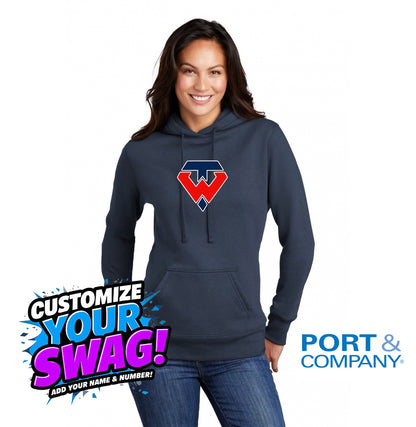 Port & Company Women's Core Fleece Pullover Hooded Sweatshirt LPC78H - Tampa Warriors Baseball