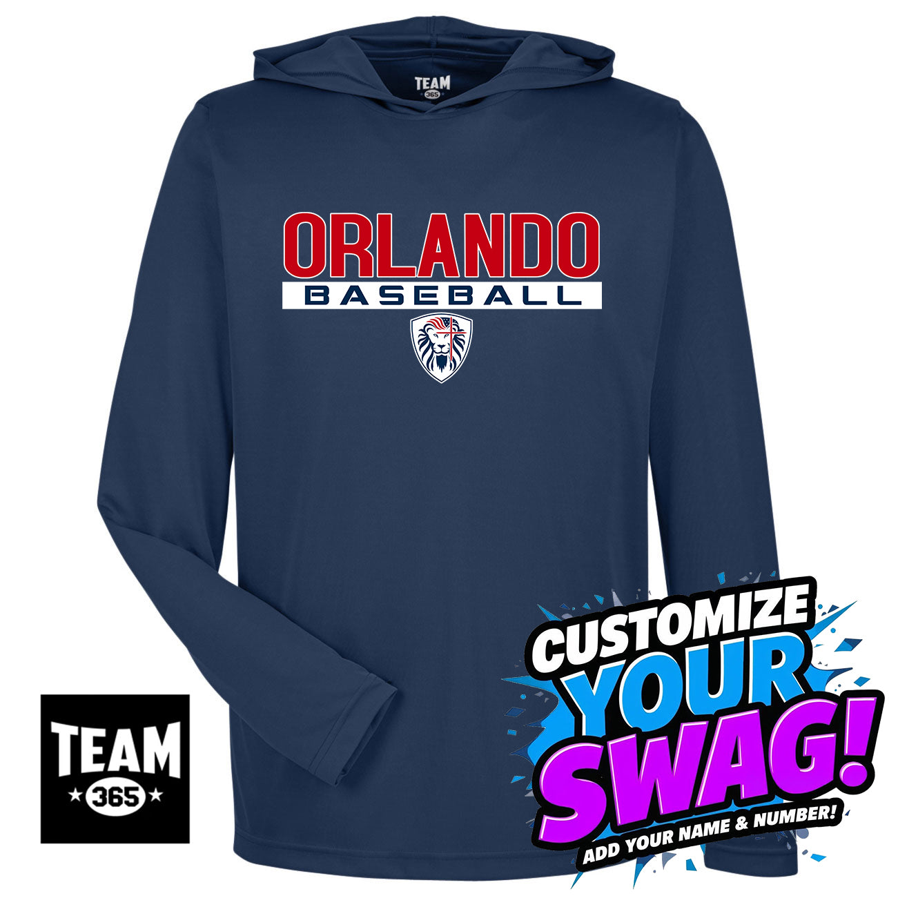 Team 365 Youth & Men's Zone Performance Hoodie - Orlando Lions Baseball