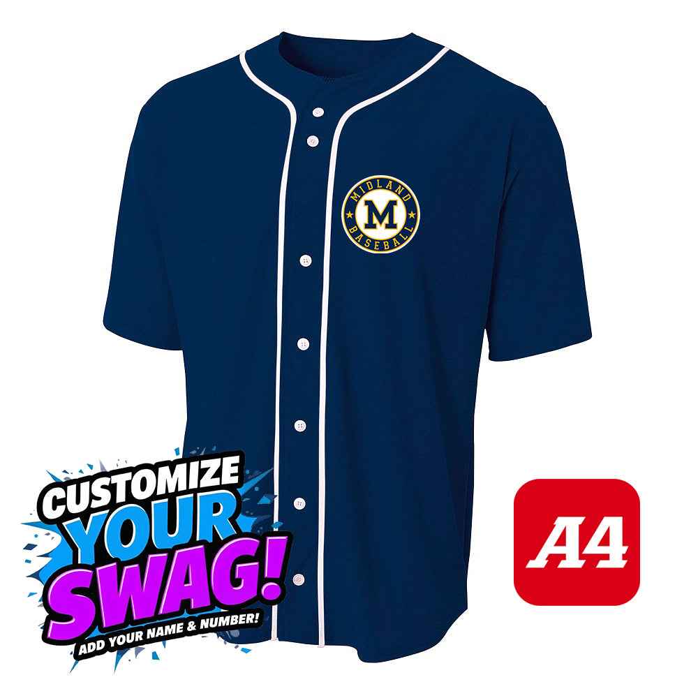 A4 Apparel N4184 Game Day Classic Baseball Jersey - Midland Baseball