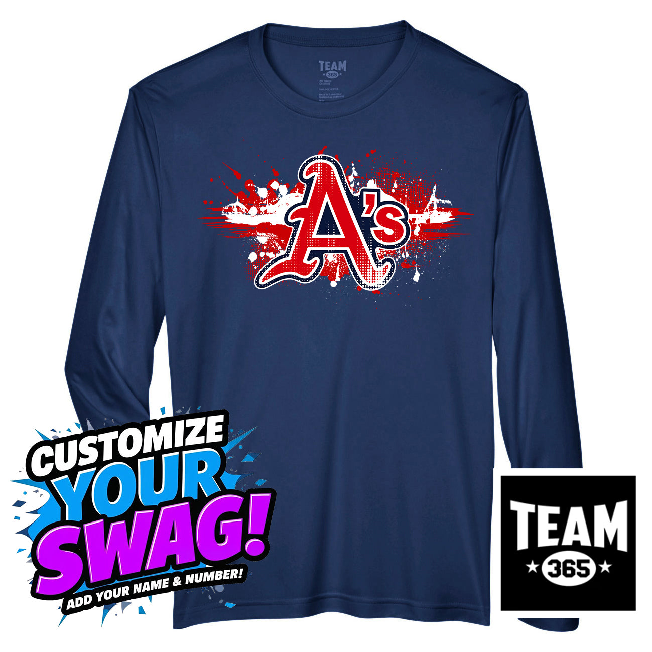 Team 365 Youth & Men's Zone Performance Long-Sleeve T-Shirt - Little Rock A's Baseball