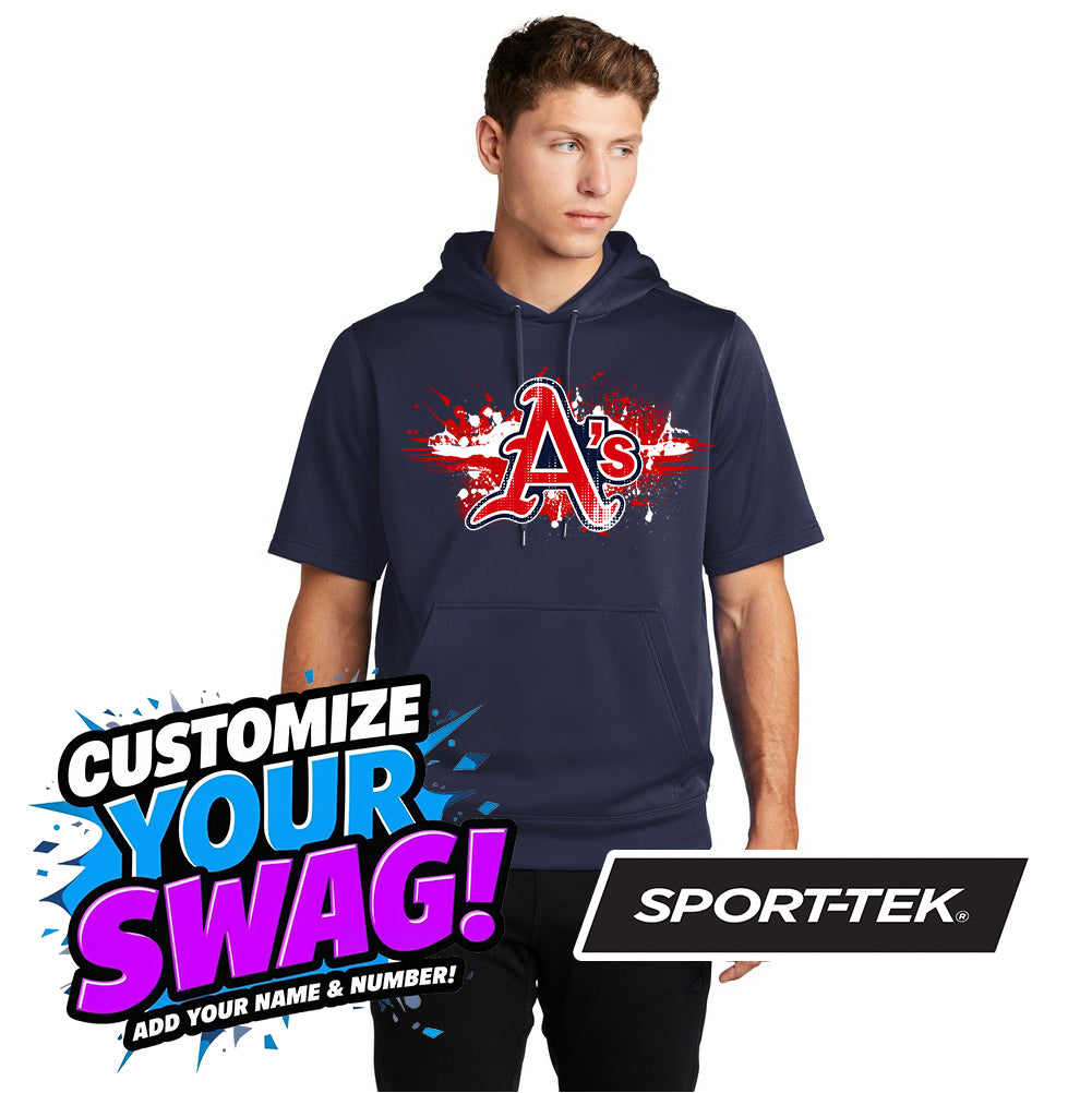 Sport-Tek Sport-Wick Fleece Short Sleeve Hooded Pullover ST251 - Little Rock A's Baseball