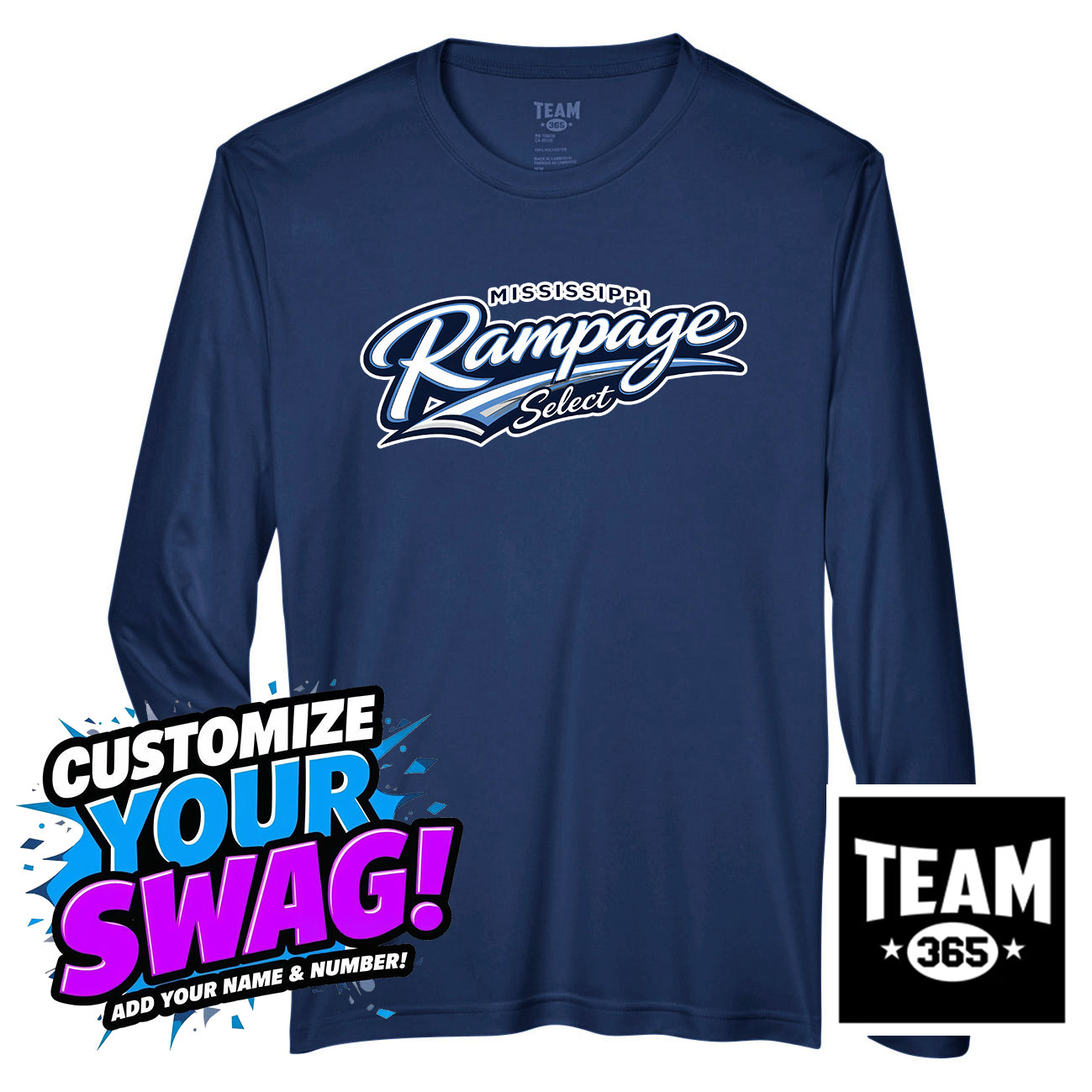 Team 365 Youth & Men's Zone Performance Long-Sleeve T-Shirt - Mississippi Rampage Select Softball