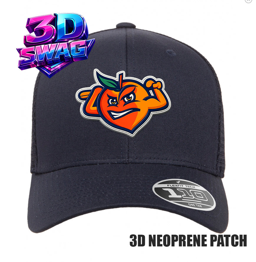 PEACH CLOBBERS BASEBALL - 3D PATCH TEAM HATS - Flexfit 110M Mesh Hat