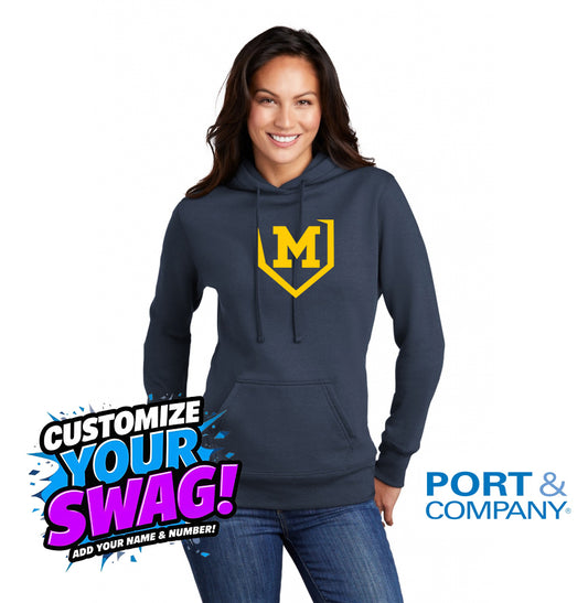Port & Company Women's Core Fleece Pullover Hooded Sweatshirt LPC78H - Midland Bandits Baseball