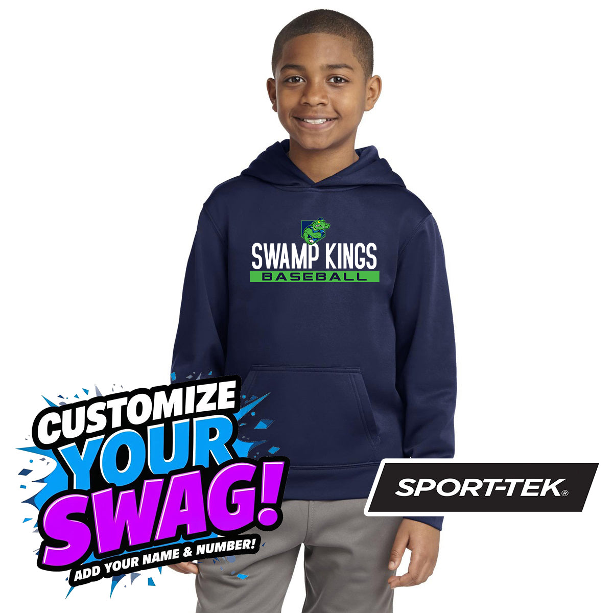 Sport-Tek Youth Sport-Wick Fleece Hooded Pullover YST244 - OBP Swamp Kings