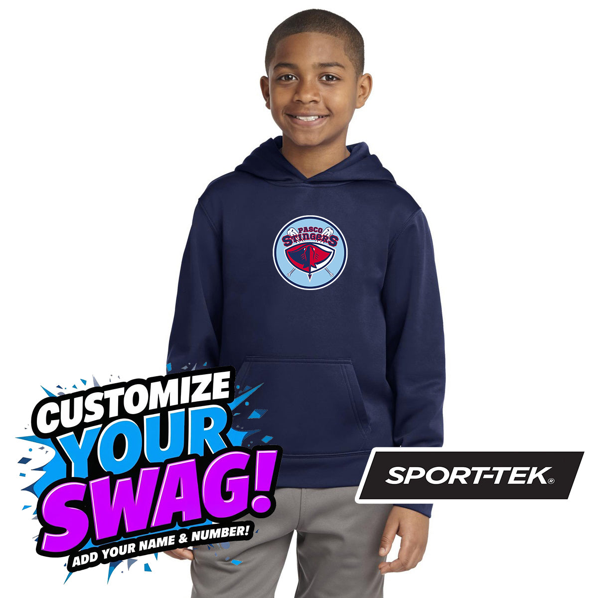 Sport-Tek Youth Sport-Wick Fleece Hooded Pullover YST244 - Pasco Stingers Baseball