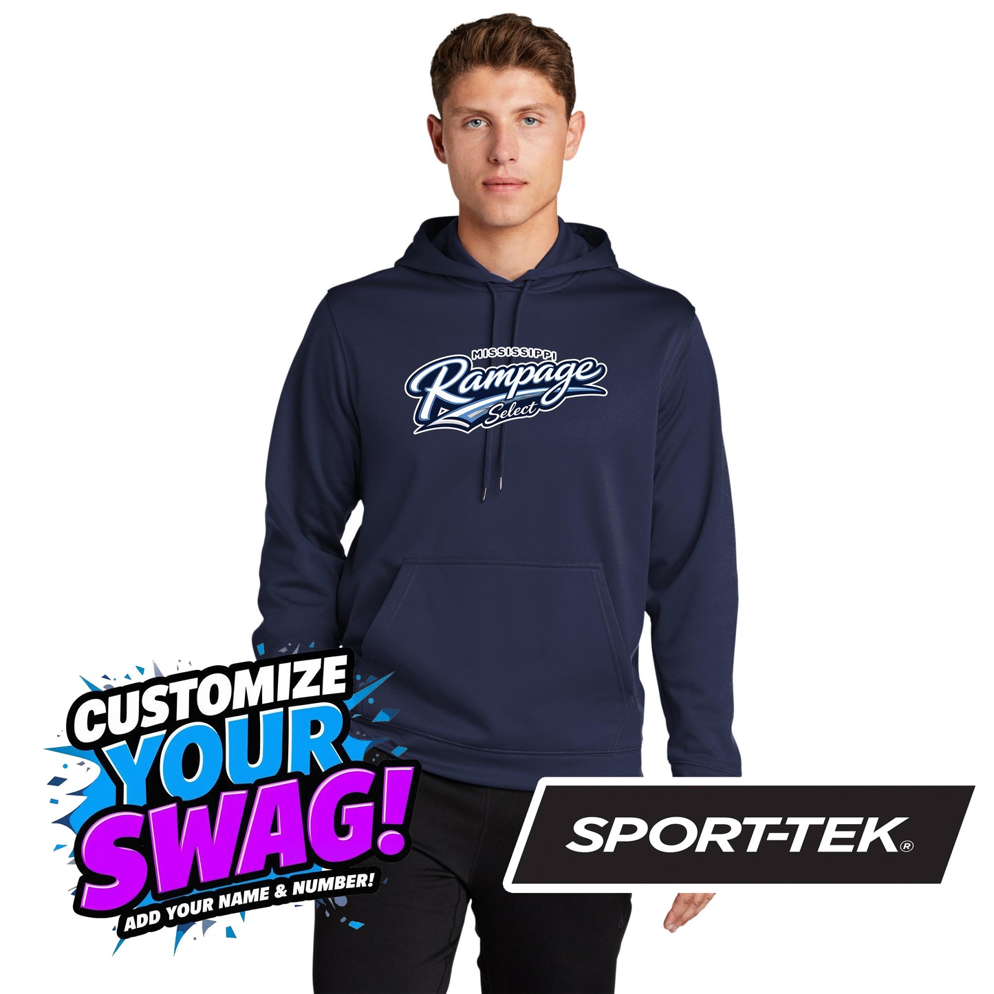 Sport-Tek Sport-Wick Fleece Hooded Pullover F244 - Mississippi Rampage Select Softball