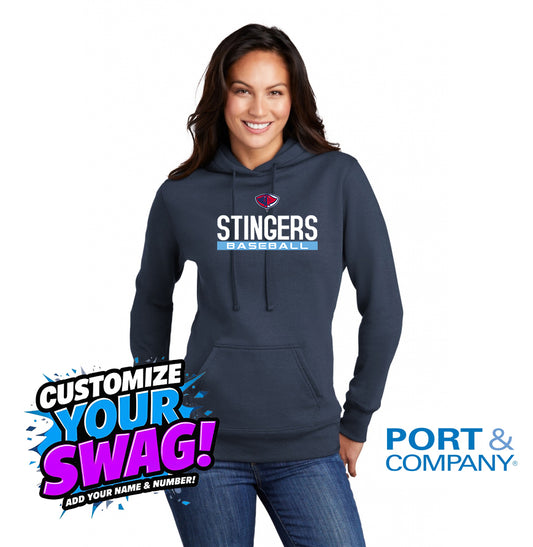 Port & Company Women's Core Fleece Pullover Hooded Sweatshirt LPC78H - Pasco Stingers Baseball
