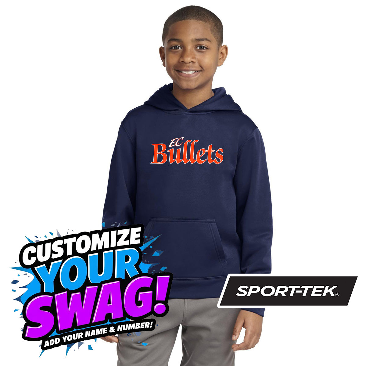 Sport-Tek Youth Sport-Wick Fleece Hooded Pullover YST244 - EC Bullets Softball