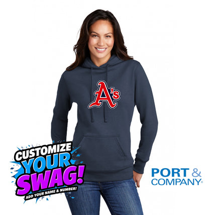 Port & Company Women's Core Fleece Pullover Hooded Sweatshirt LPC78H - Little Rock A's Baseball