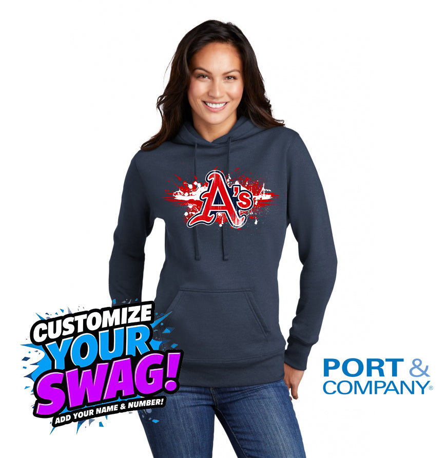 Port & Company Women's Core Fleece Pullover Hooded Sweatshirt LPC78H - Little Rock A's Baseball
