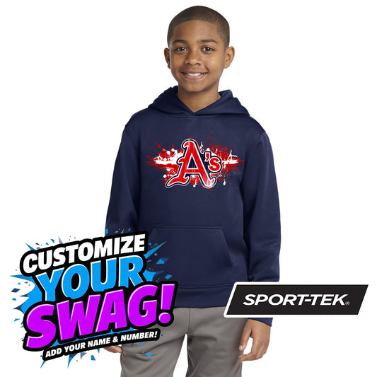 Sport-Tek Youth Sport-Wick Fleece Hooded Pullover YST244 - Little Rock A's Baseball
