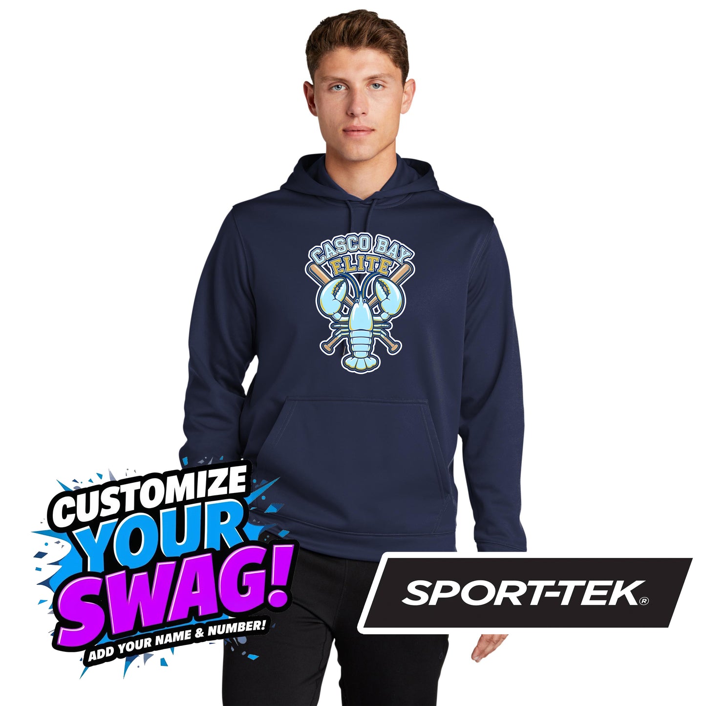 Sport-Tek Sport-Wick Fleece Hooded Pullover F244 - Casco Bay Elite Baseball