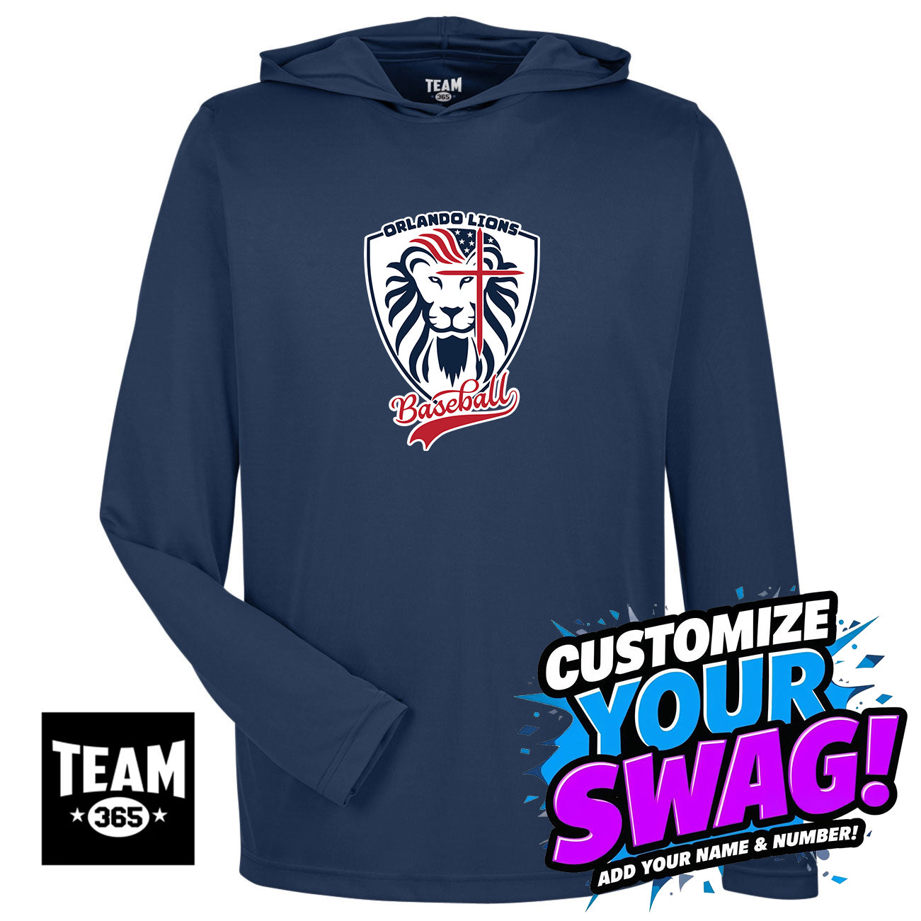 Team 365 Youth & Men's Zone Performance Hoodie - Orlando Lions Baseball