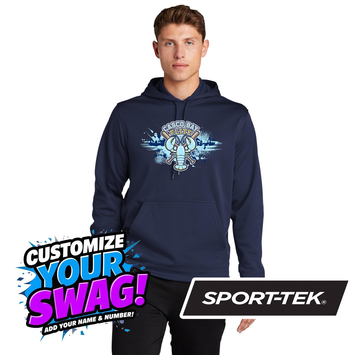 Sport-Tek Sport-Wick Fleece Hooded Pullover F244 - Casco Bay Elite Baseball